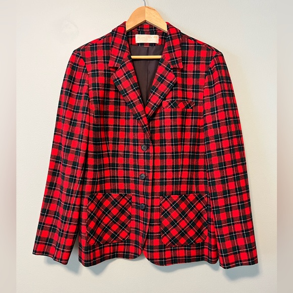 Vintage Holiday Plaid Wool Pendleton Blazer - Picture 6 of 6